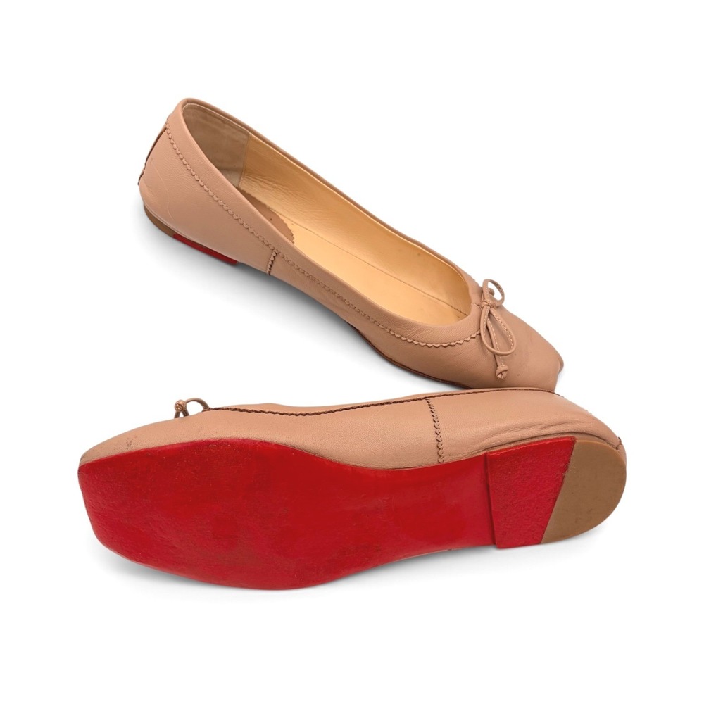 Christian Louboutin Mamadrague 37 Ballerina Blush Leather Square Toe Flats